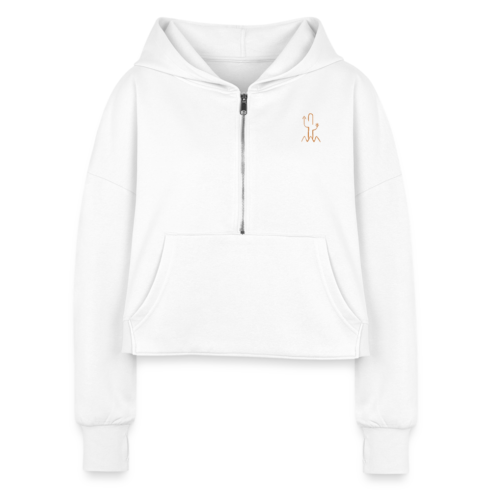 Salty Mustang Co. Women's Half Zip Cropped Hoodie - white