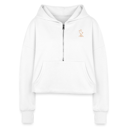 Salty Mustang Co. Women's Half Zip Cropped Hoodie - white