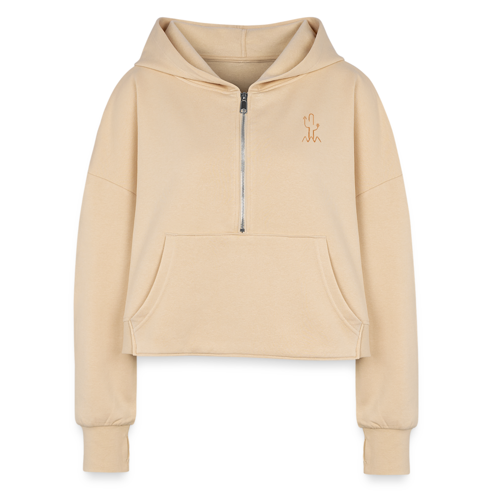 Salty Mustang Co. Women's Half Zip Cropped Hoodie - nude