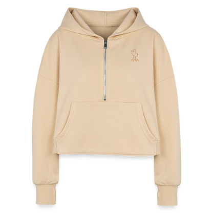 Salty Mustang Co. Women's Half Zip Cropped Hoodie - nude