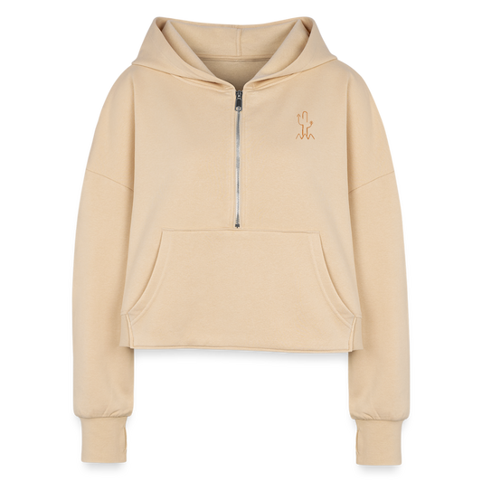 Salty Mustang Co. Women's Half Zip Cropped Hoodie - nude