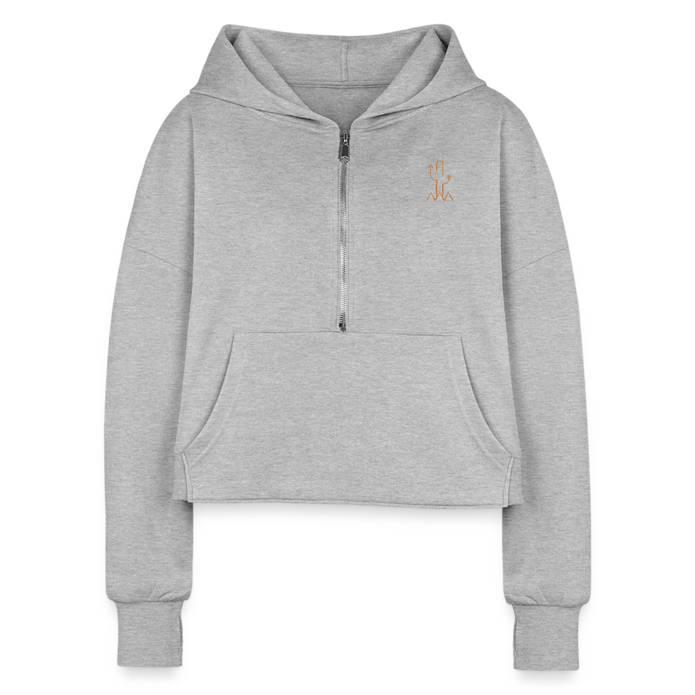 Salty Mustang Co. Women's Half Zip Cropped Hoodie - heather gray