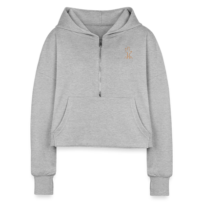 Salty Mustang Co. Women's Half Zip Cropped Hoodie - heather gray