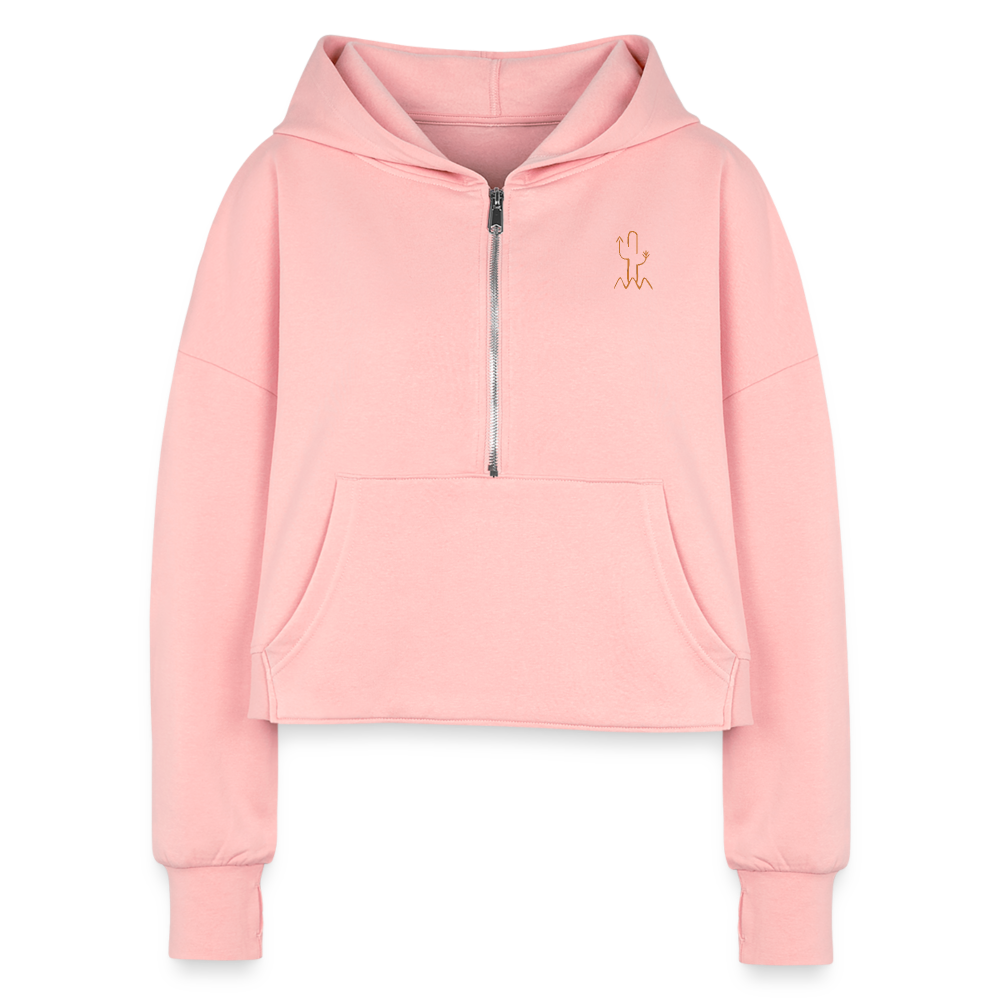 Salty Mustang Co. Women's Half Zip Cropped Hoodie - light pink