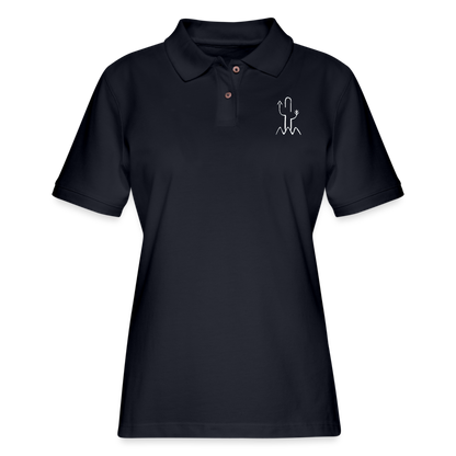 Salty Mustang Co. Brand Women's Pique Polo Shirt - midnight navy