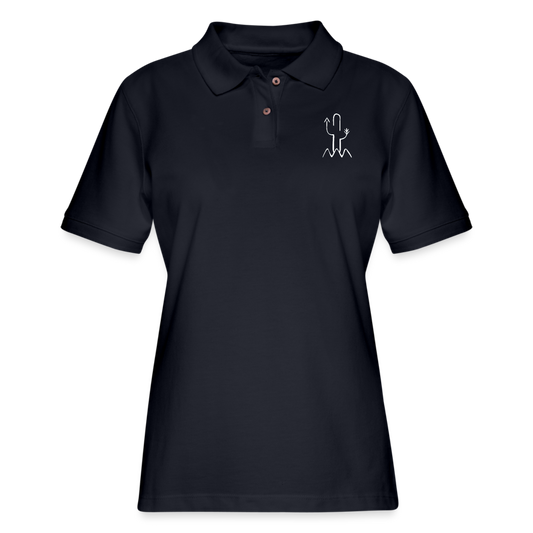 Salty Mustang Co. Brand Women's Pique Polo Shirt - midnight navy