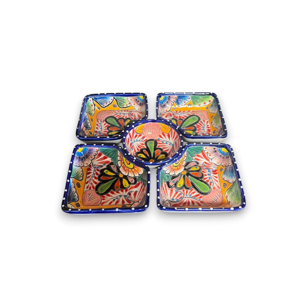 Square Talavera Appetizer Tray | Hand-Painted Mexican Serving Dish