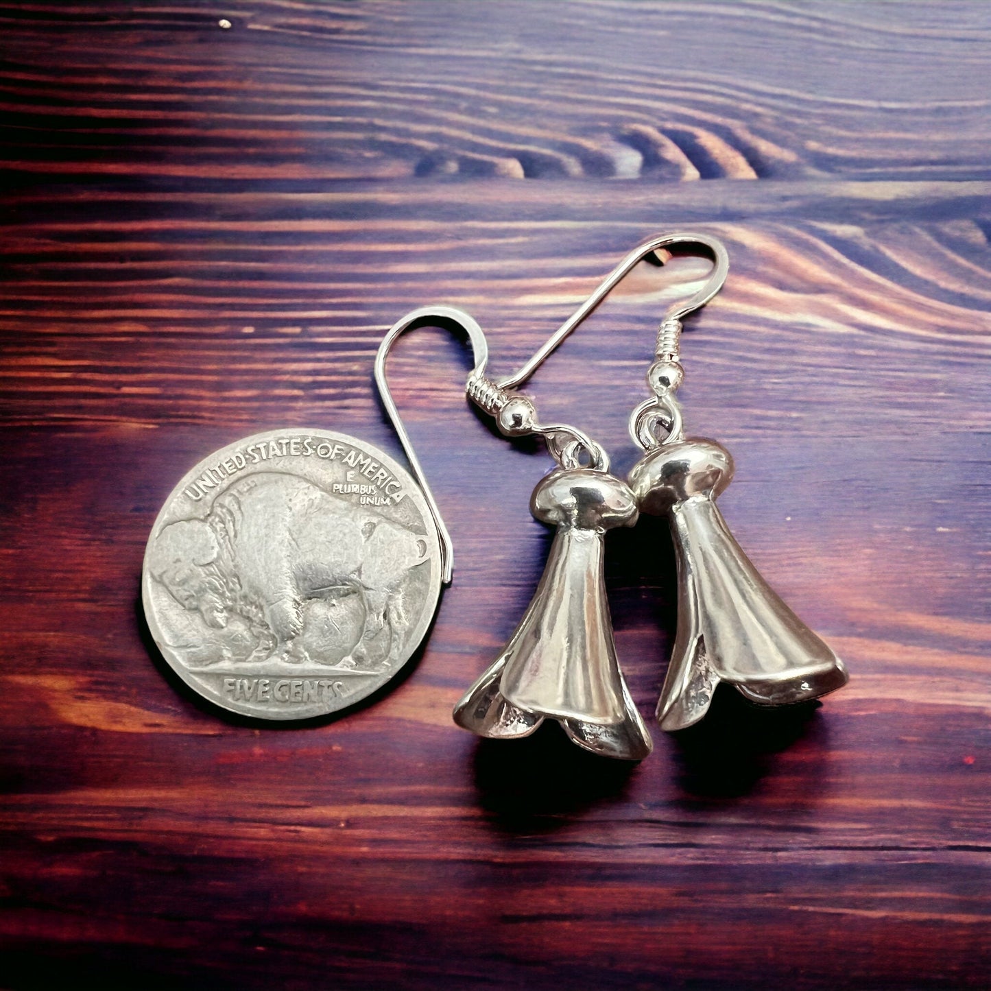 Sterling Silver Squash Blossom Statement Earrings — 21mm Drop