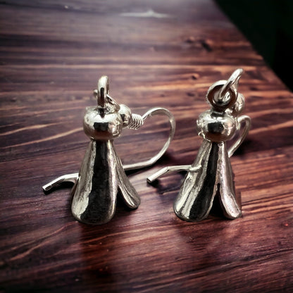 Small Sterling Silver Squash Blossom Dangle Earrings — 9×16mm (Native-Style)