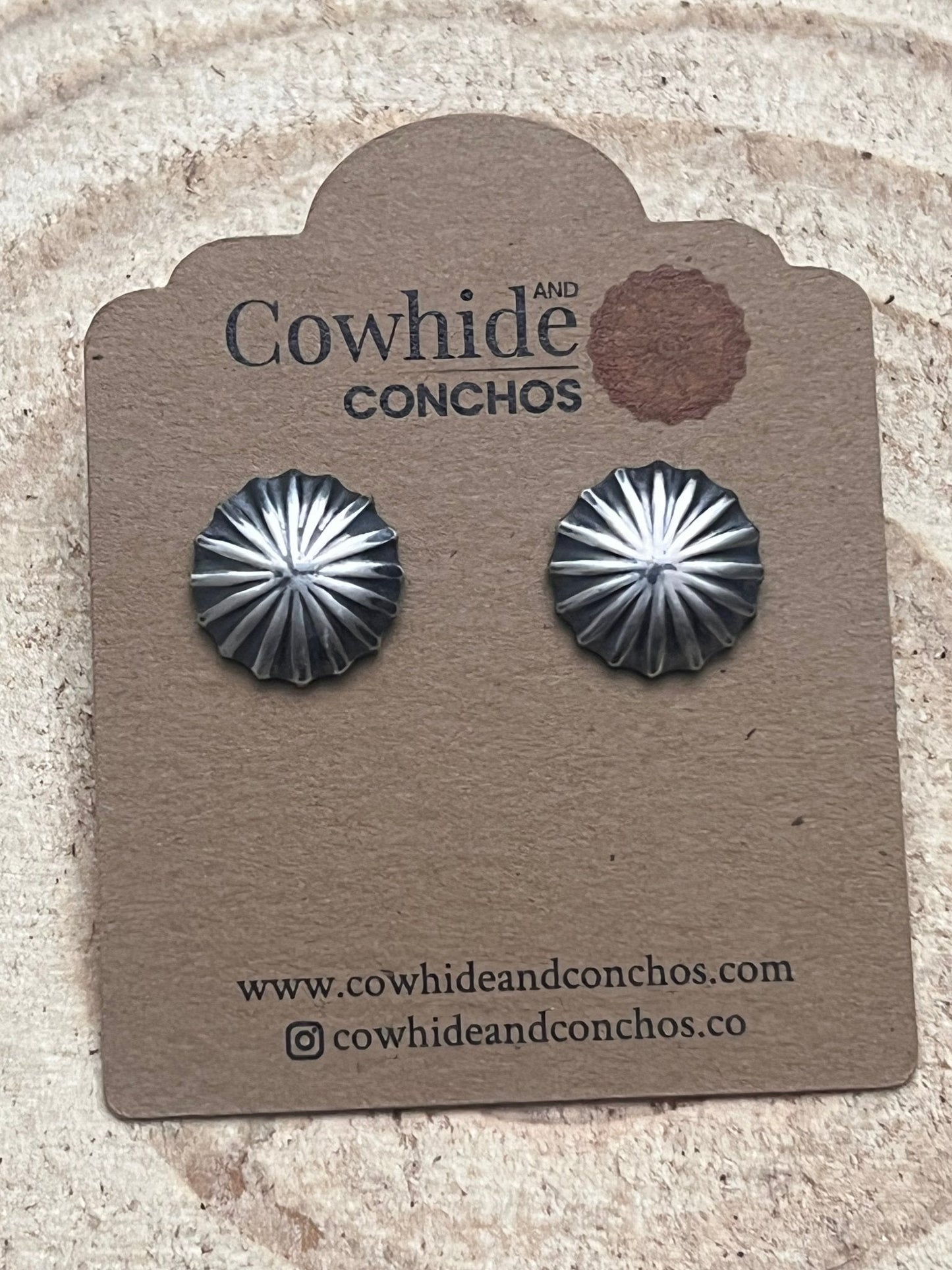 Sterling Silver Starburst Concho Earrings — 16 Gauge Western Statement