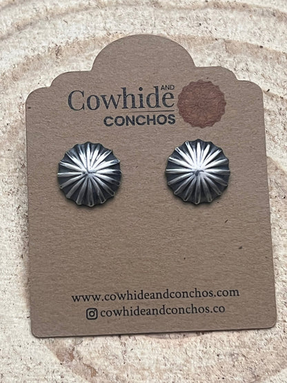 Sterling Silver Starburst Concho Earrings — 16 Gauge Western Statement