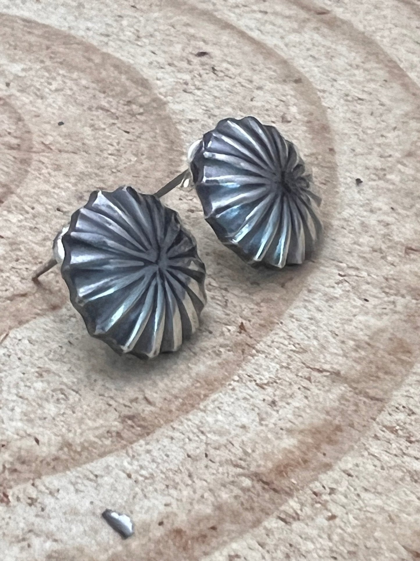 Sterling Silver Starburst Concho Earrings — 16 Gauge Western Statement