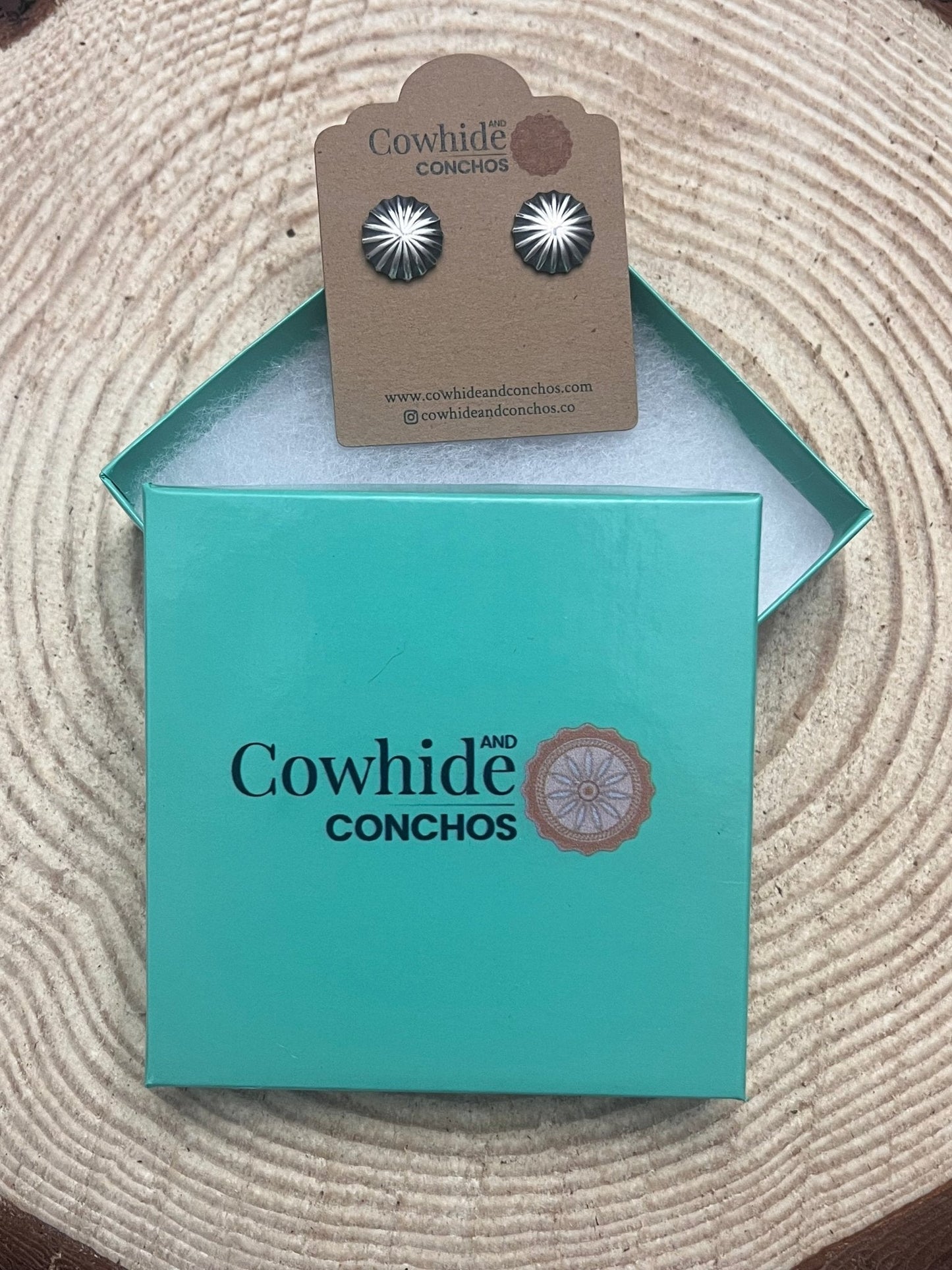 Sterling Silver Starburst Concho Earrings — 16 Gauge Western Statement