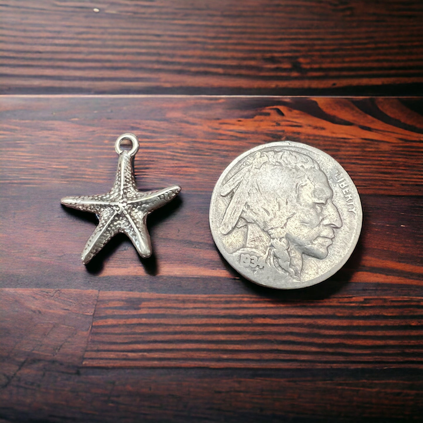 Sterling Silver Starfish Pendant/Charm — Intricate Ocean-Lover Statement