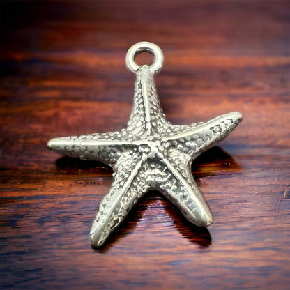 Sterling Silver Starfish Pendant/Charm — Intricate Ocean-Lover Statement
