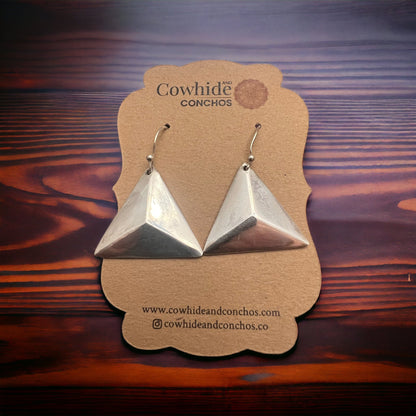 Sterling Silver Triangle Dangle Earrings — Western Geometric Statement