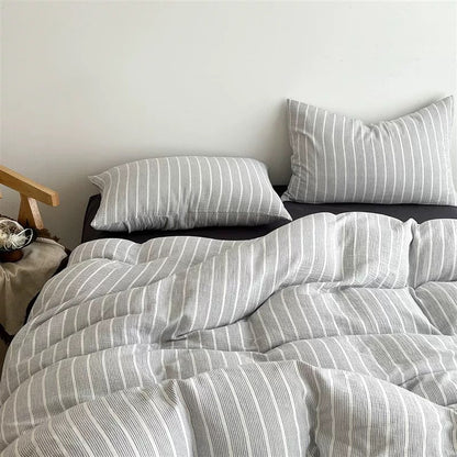 Gray Pinstripe Duvet Cover Set