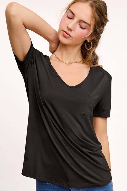 La Miel Super Soft Pocket Basic Tee — Slim-Fit Western Layering Top with Front Pocket (5 Colors)