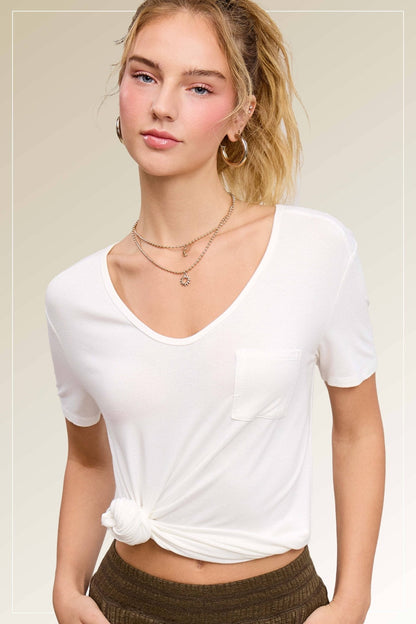 La Miel Super Soft Pocket Basic Tee — Slim-Fit Western Layering Top with Front Pocket (5 Colors)