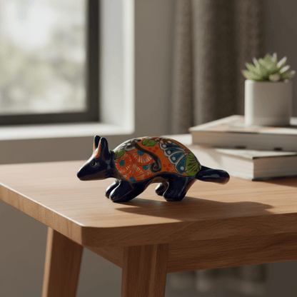 Talavera Armadillo Figurine | Hand-Painted Mexican Decor