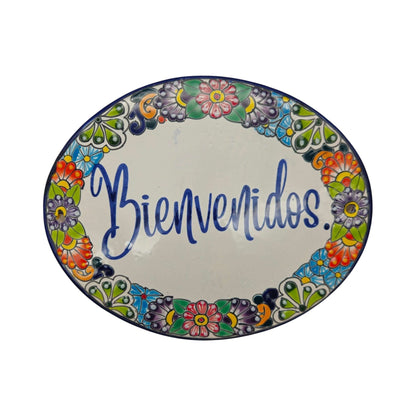 Talavera Bienvenidos Plaque | Hand-Painted Mexican Welcome Sign