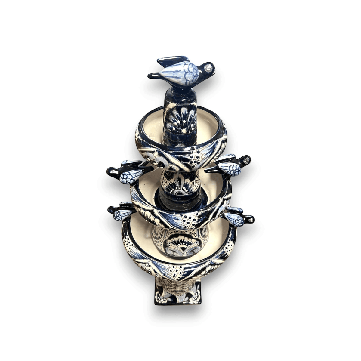 Talavera Blue & White Fountain | Mexican Ceramic Water Feature