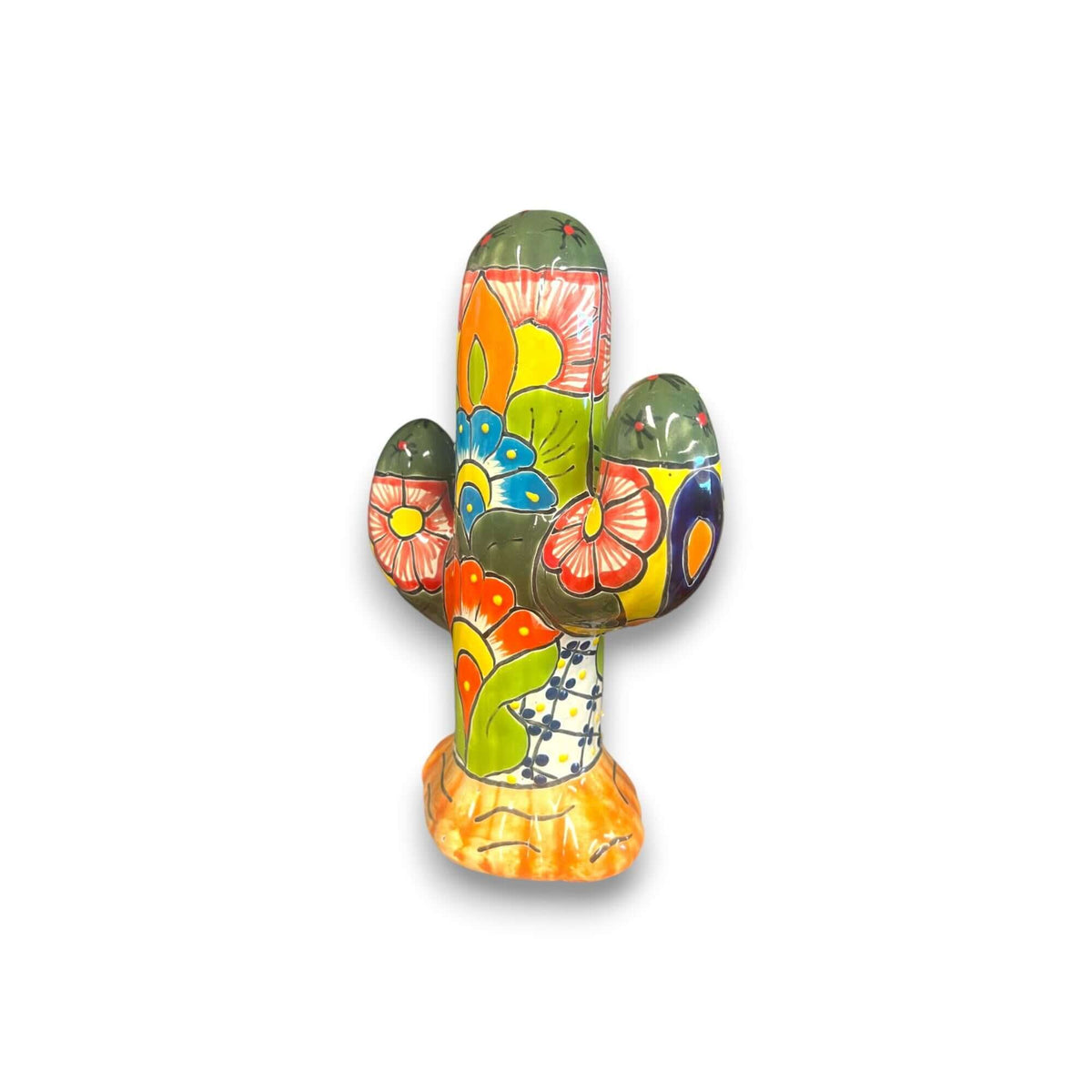 Colorful Talavera Cactus Sculpture | Mexican Ceramic Decor