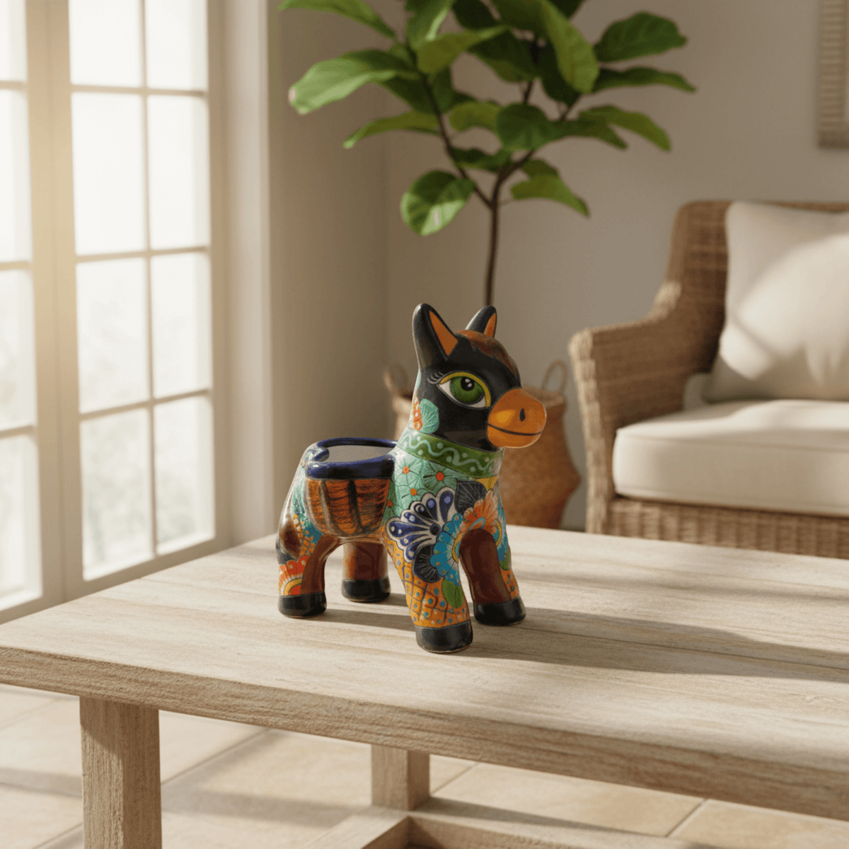Talavera Donkey Planter | Vibrant Mexican Burro Pot