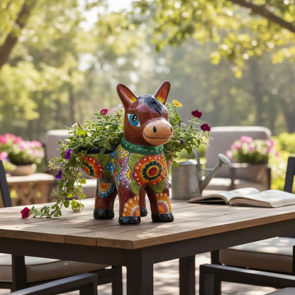 Talavera Donkey Planter | Vibrant Mexican Burro Pot