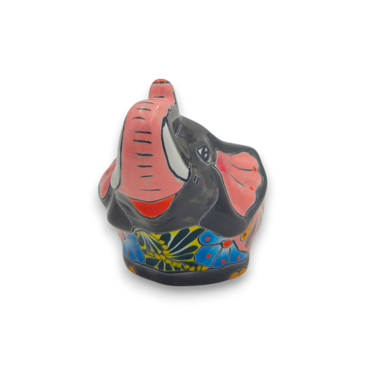Talavera Elephant Planter | Hand-Painted Gray Ceramic Pot