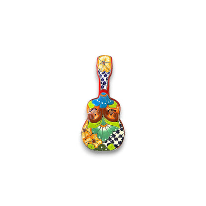 Talavera Guitar Statue | Hand-Painted Mexican Folk Art Decor
