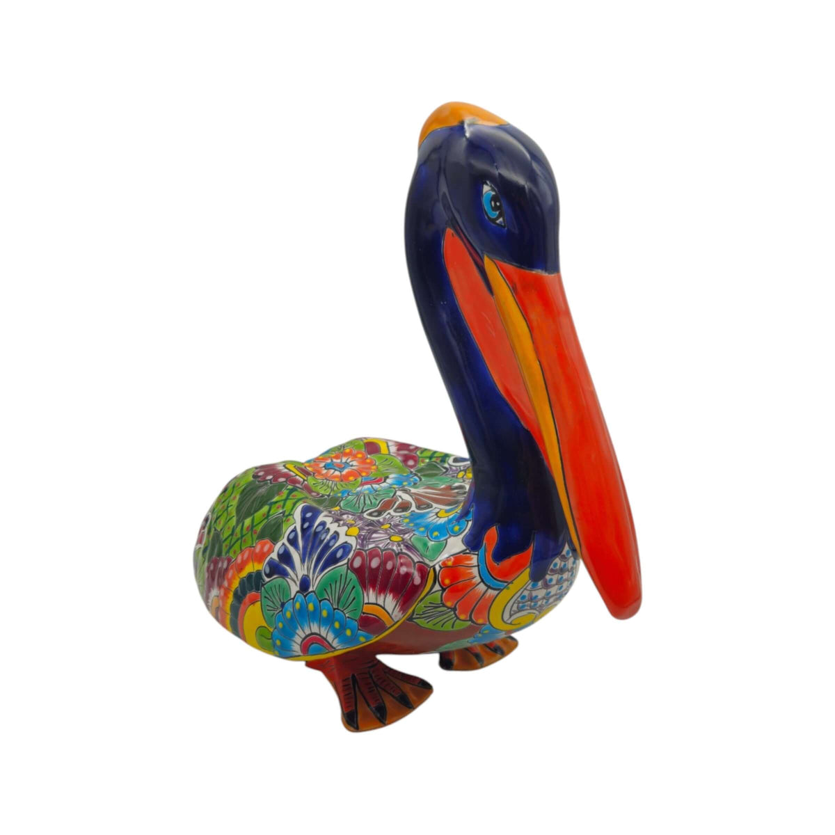 Talavera Pelican Statue | Hand-Painted Mexican Ceramic Decor