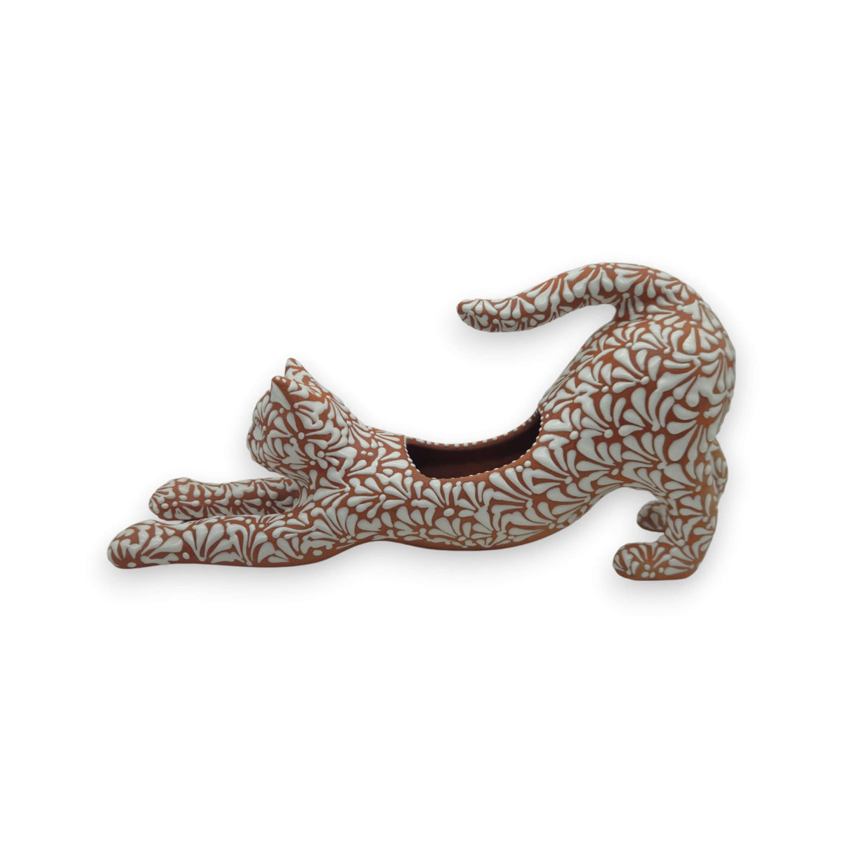 Talavera Terracotta Cat Planter | Stretching Design