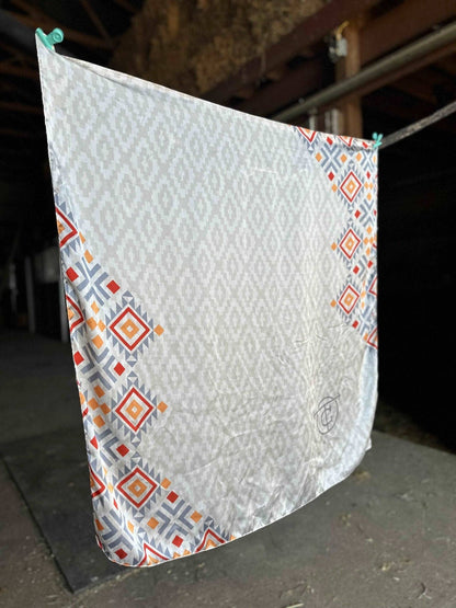 Tan Tribal Wild Rag — 36" Silky Polyester Western Scarf