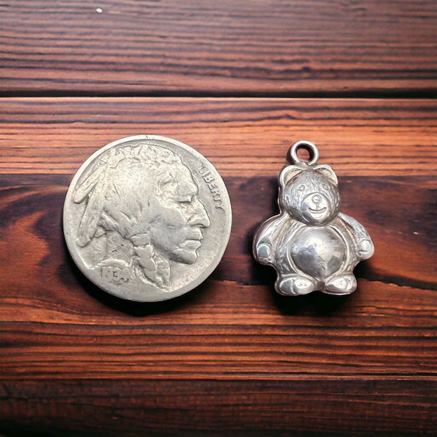 Sterling Silver Teddy Bear Charm/Pendant — Sentimental Family Gift Charm