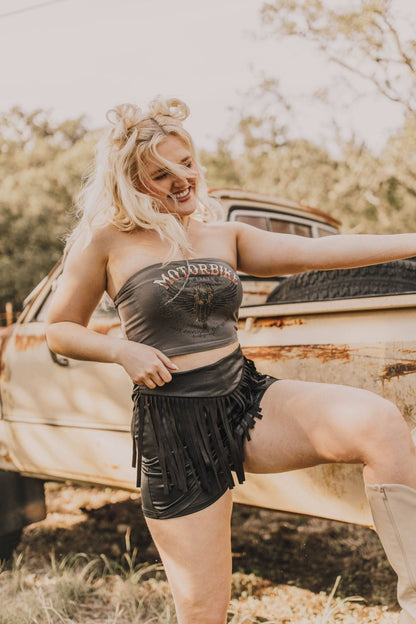 2 Fly Co "Round Up" Fringed Vegan Leather Western Skort — Honky Tonk Ready (Large available)