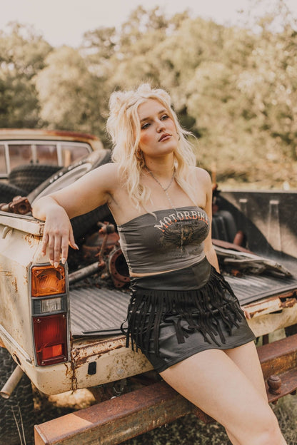 2 Fly Co "Round Up" Fringed Vegan Leather Western Skort — Honky Tonk Ready (Large available)