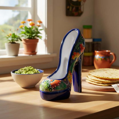 Talavera High Heel Statue | Multicolor Floral Design