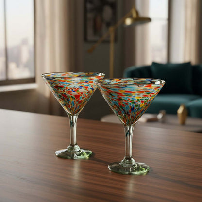 Confetti Pebbled Martini Glass | Hand-Blown Mexican Barware