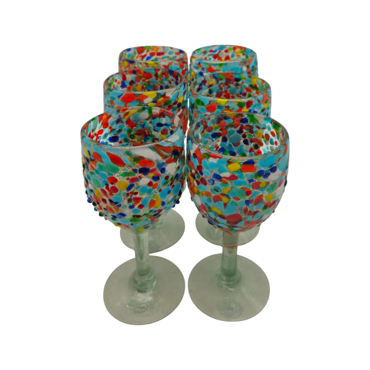 Mexican Confetti Rock Wine Glass | Hand-Blown Confetti Design