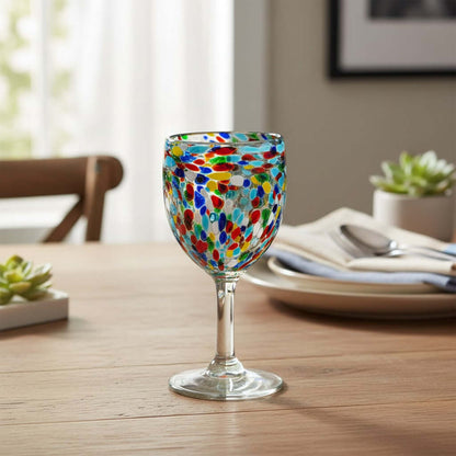 Mexican Confetti Rock Wine Glass | Hand-Blown Confetti Design