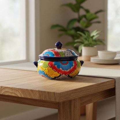 Talavera Cazuela Pot w/ Lid | Mexican Ceramic Soup Pot