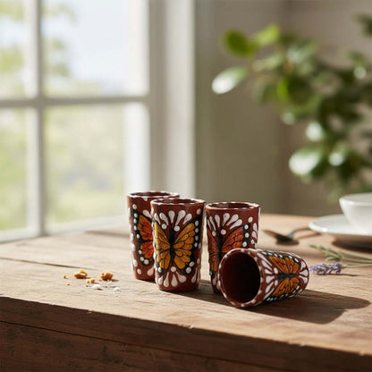 Talavera Shot Glass | Monarch Butterfly Design