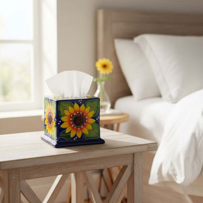 Talavera Tissue Box Cover | Sunflower Design