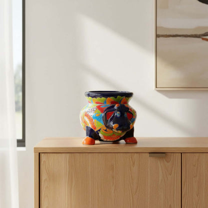 Talavera Cow Planter | Handmade Mexican Pottery for Home & Garden