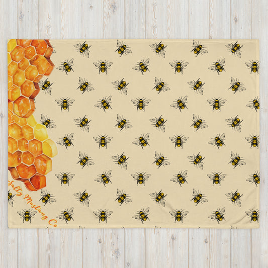 Honey Bee Honeycomb Edge Throw Blanket