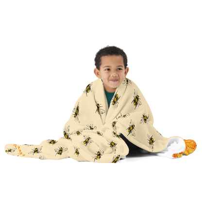 Honey Bee Honeycomb Edge Throw Blanket