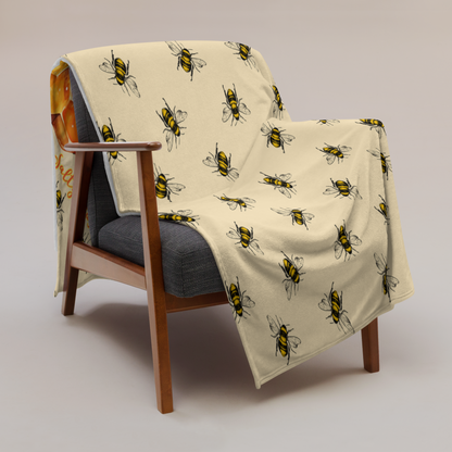 Honey Bee Honeycomb Edge Throw Blanket