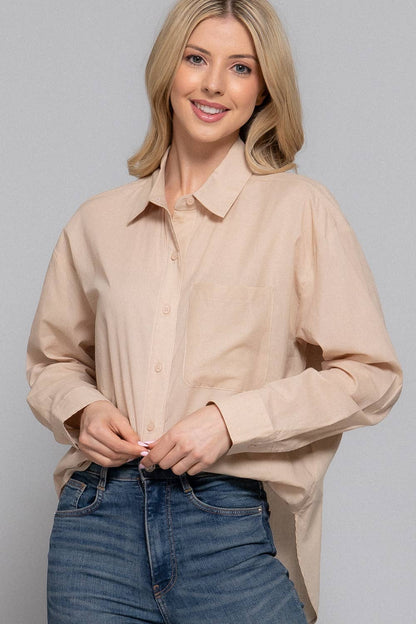 Active Basic "Two Step" Western Button-Down Shirt — Warm Taupe 100% Cotton Voile Layering Staple