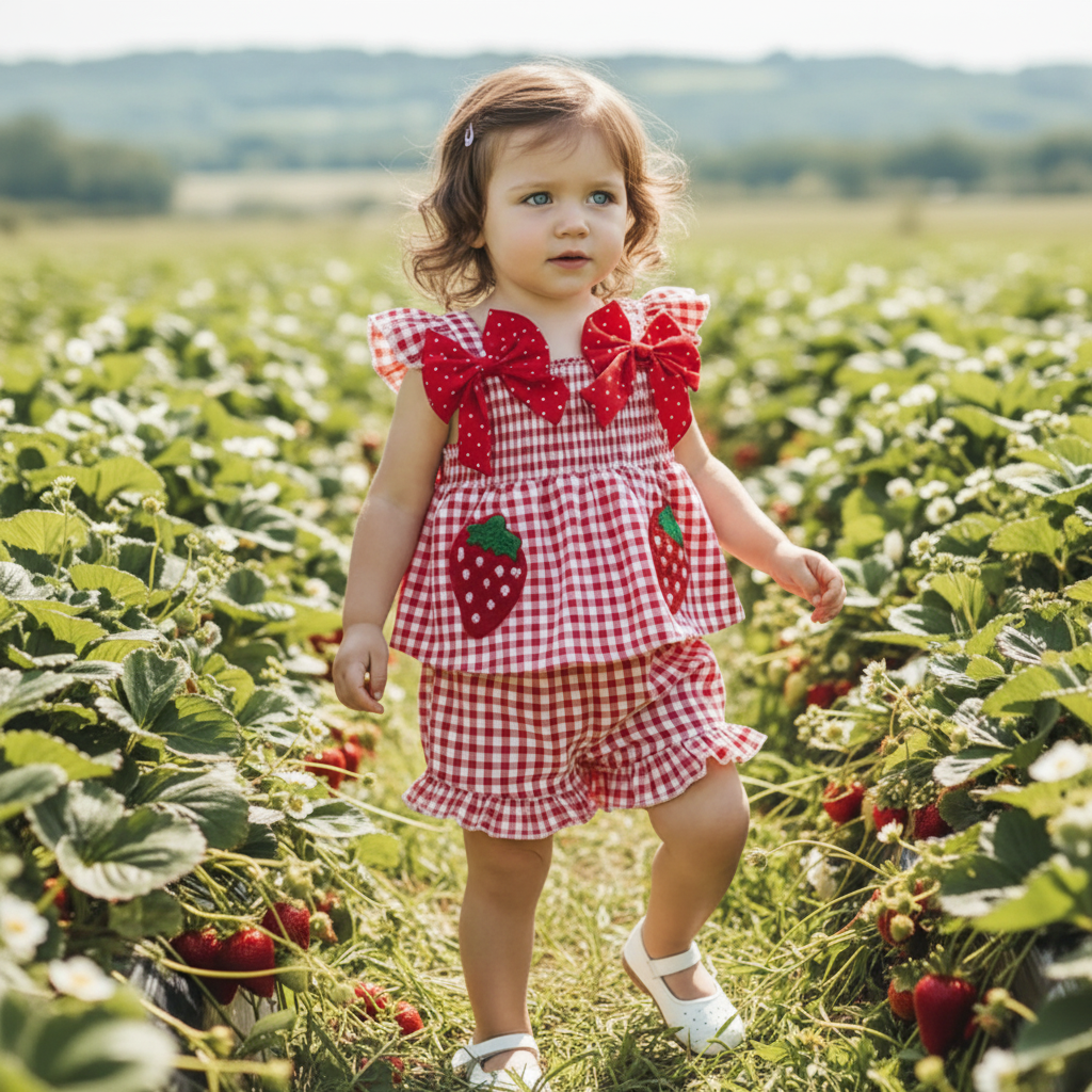Plaid Polka Dot Strawberry Set